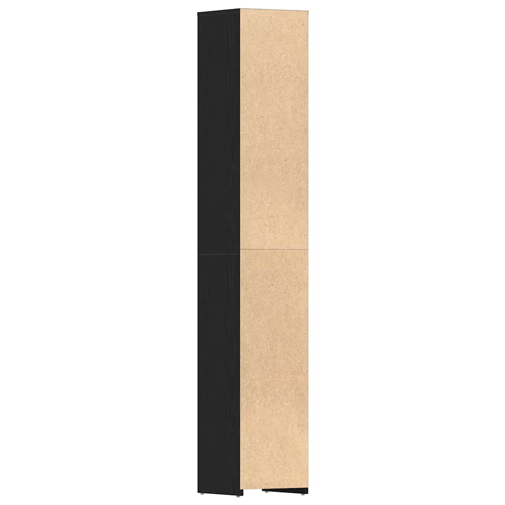 vidaXL Badschrank Schwarz Eichen-Optik 30x30x183,5 cm Holzwerkstoff