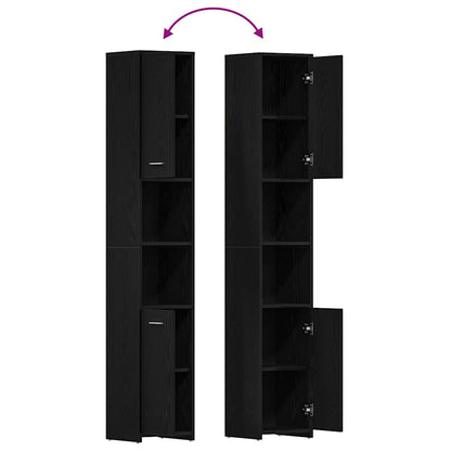 vidaXL Badschrank Schwarz Eichen-Optik 30x30x183,5 cm Holzwerkstoff