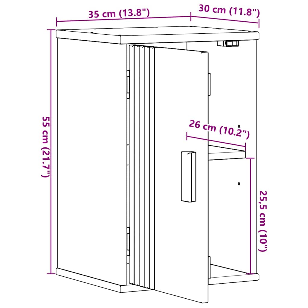 vidaXL Badezimmerschrank Olden Braun 35 x 30 x 55 cm Massivholz Kiefer