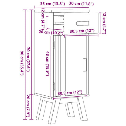 Badezimmerschrank Olden Braun 35 x 30 x 90 cm Massivholz Kiefer