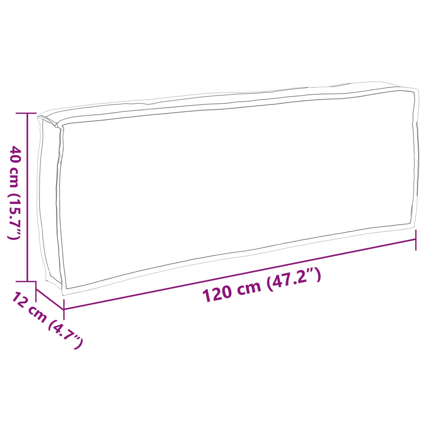 vidaXL Kissen Schwarz 120 x 40 x 12 cm Oxford-Stoff