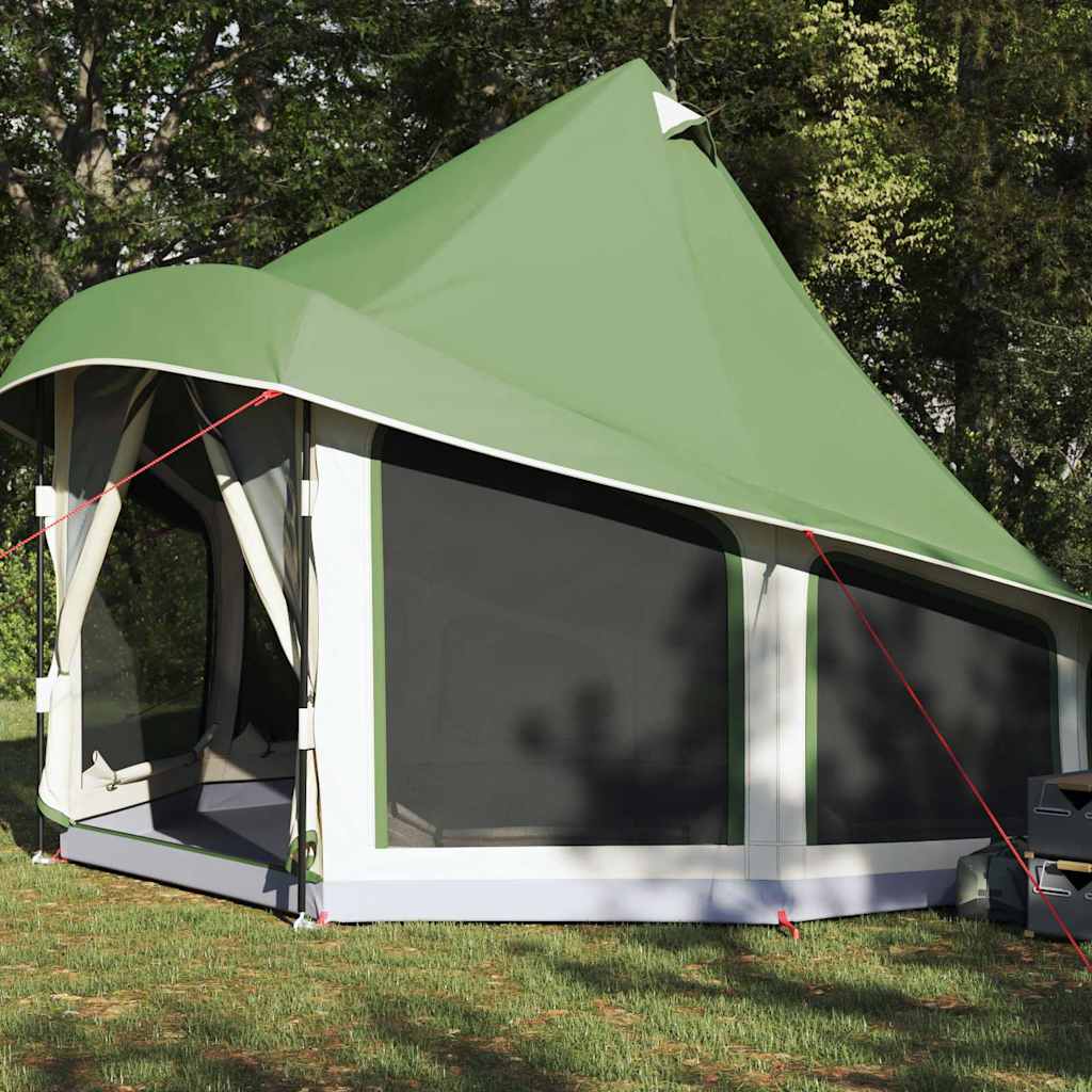 vidaXL Familien-Tipi-Zelt Tipi mit Dach Grün 404 x 370 x 270 cm