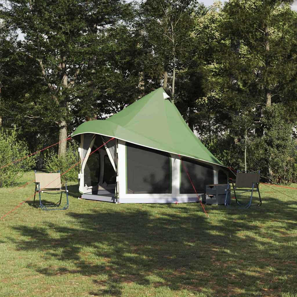 vidaXL Familien-Tipi-Zelt Tipi mit Dach Grün 404 x 370 x 270 cm