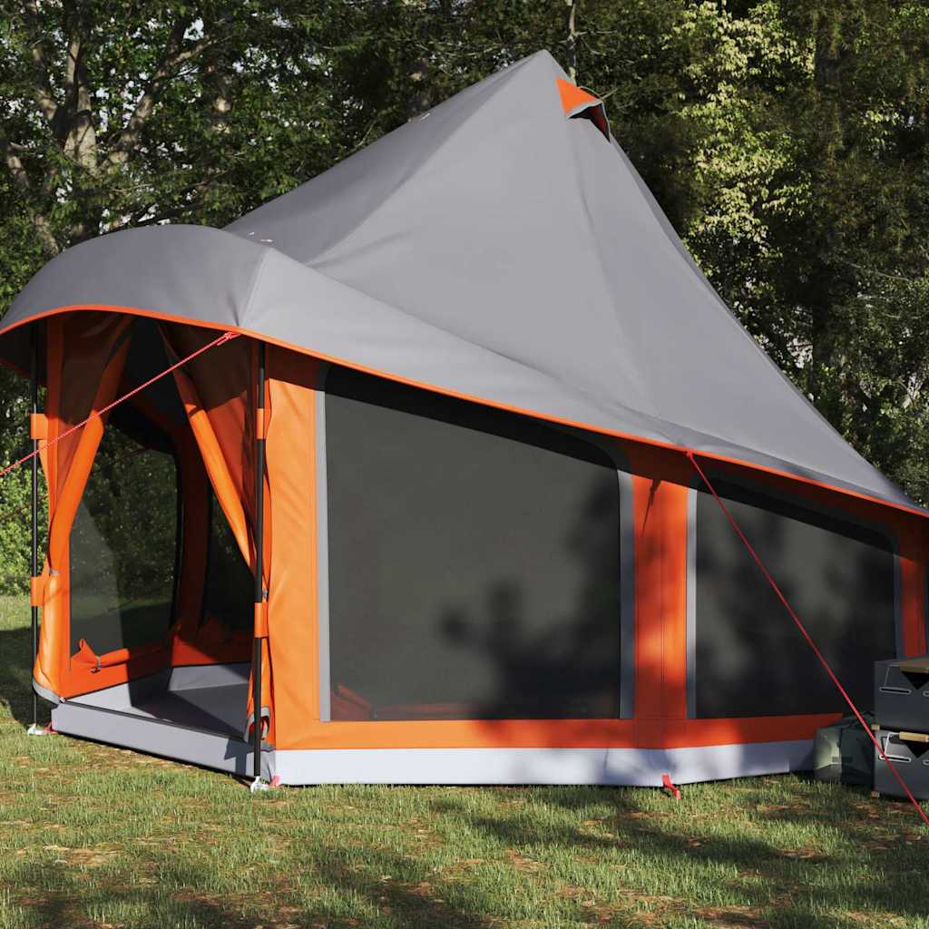 vidaXL Familien-Tipi-Zelt Tipi Grau und Orange 404 x 370 x 270 cm