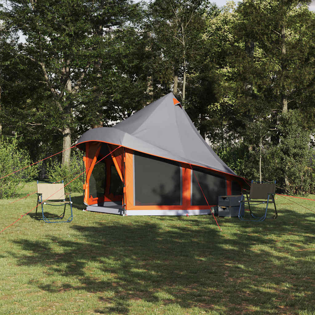 vidaXL Familien-Tipi-Zelt Tipi Grau und Orange 404 x 370 x 270 cm