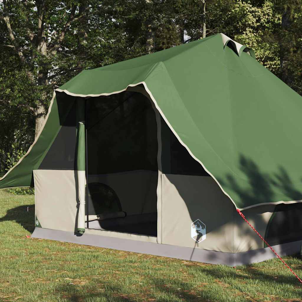 vidaXL Tipi Zelt mit Dach mit Speicher Grün 358 x 296 x 258 cm Taft