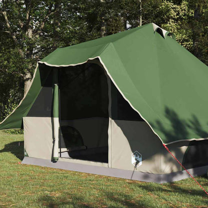 vidaXL Tipi Zelt mit Dach mit Speicher Grün 358 x 296 x 258 cm Taft
