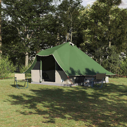 vidaXL Tipi Zelt mit Dach mit Speicher Grün 358 x 296 x 258 cm Taft