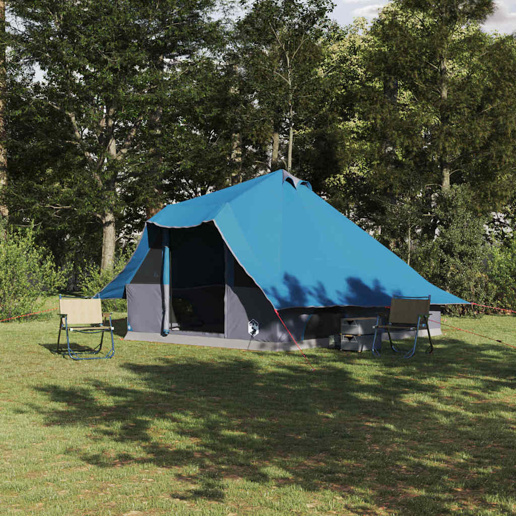 vidaXL Tipi Zelt mit Dach mit Speicher Blau 358 x 296 x 258 cm Taft