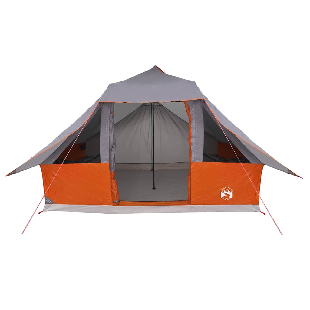 vidaXL Tipi Zelt mit Dach Grau und Orange 364 x 281 x 257 cm Taft