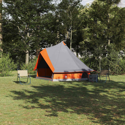 vidaXL Familien-Tipi-Zelt Tipi Grau und Orange 400 x 346 x 250 cm