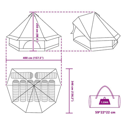 vidaXL Familien-Tipi-Zelt Tipi Grau und Orange 400 x 346 x 250 cm