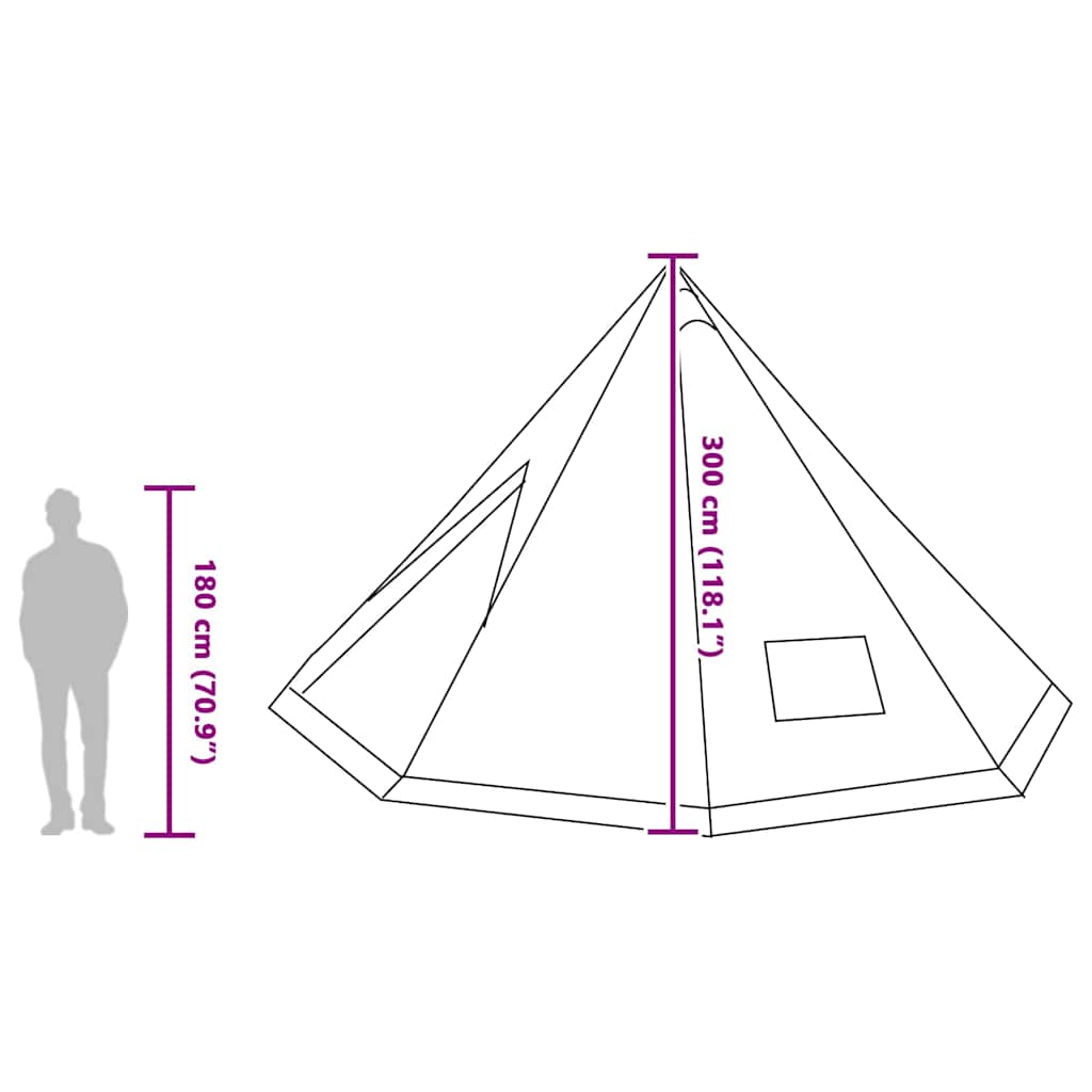 vidaXL Familien-Tipi-Zelt Tipi mit Dach Grün 560 x 560 x 300 cm