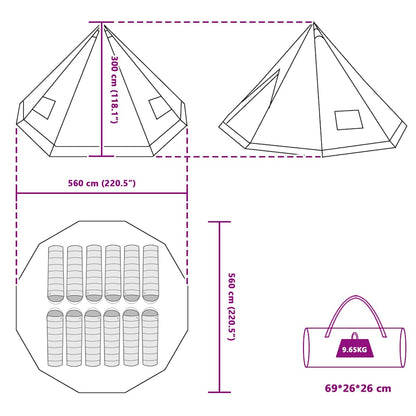 vidaXL Familien-Tipi-Zelt Tipi Grau und Orange 560 x 560 x 300 cm