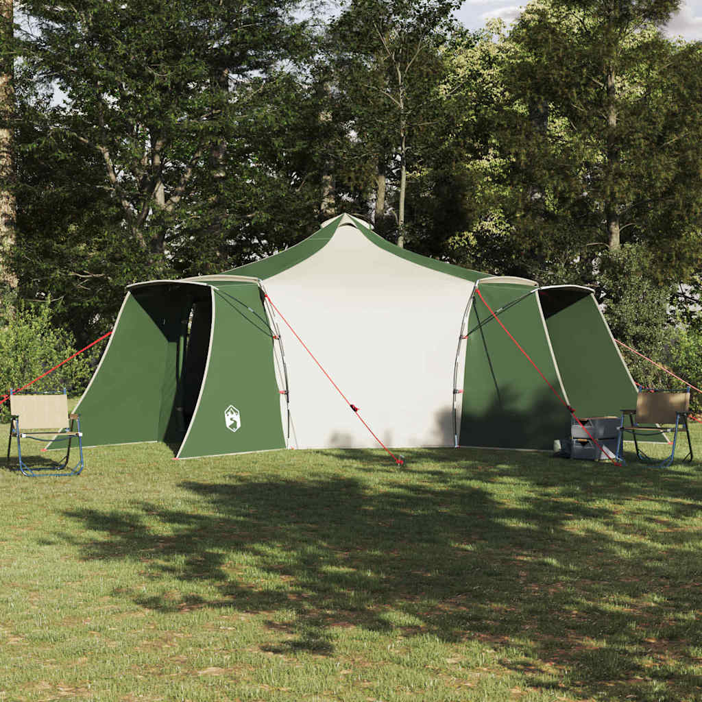 vidaXL Tipi Zelt mit Dach Grün und Beige 492 x 492 x 275 cm Stoff
