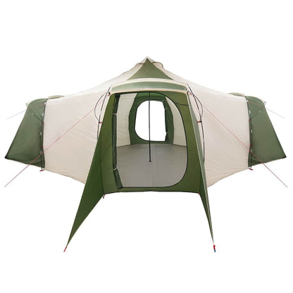 vidaXL Tipi Zelt mit Dach Grün und Beige 492 x 492 x 275 cm Stoff