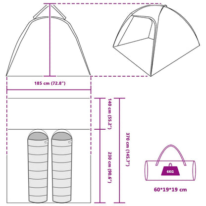 vidaXL Zelt Hütte Blau 370 x 230 x 185 cm Polyester und Fiberglas