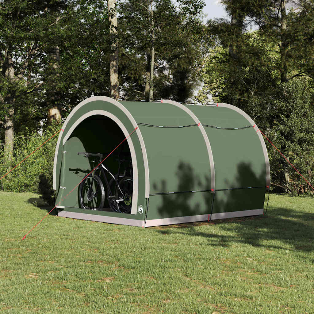 vidaXL Abri de vélo avec toit et espace de rangement Vert 256 x 222 x 182 cm