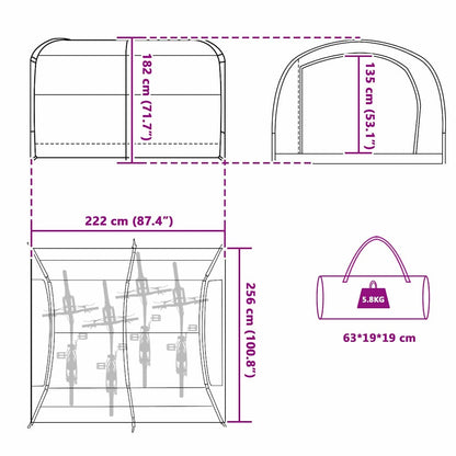 vidaXL Abri de vélo avec toit et espace de rangement Vert 256 x 222 x 182 cm
