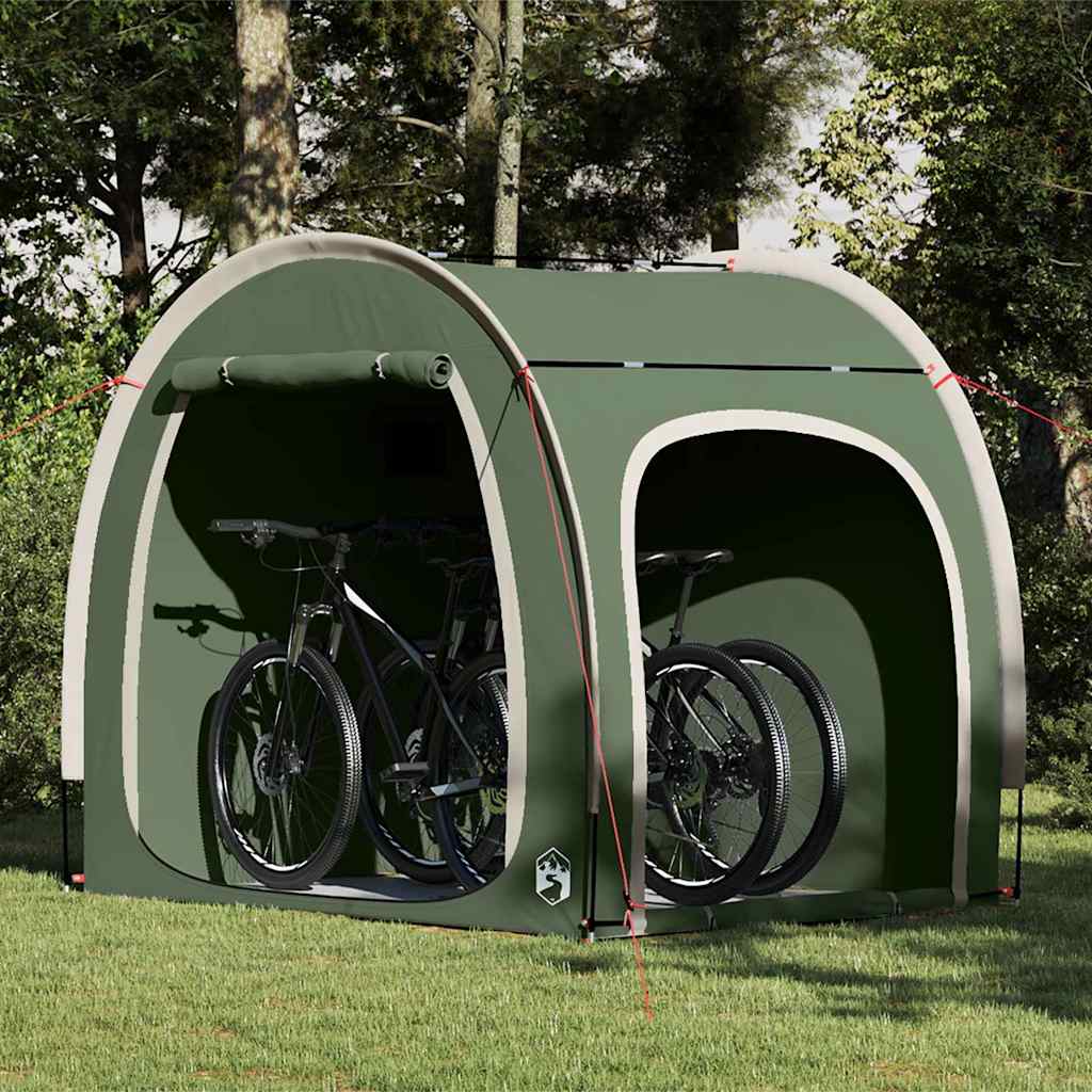 vidaXL Fahrradgarage mit Dach mit Speicher Grün 218 x 156 x 180 cm