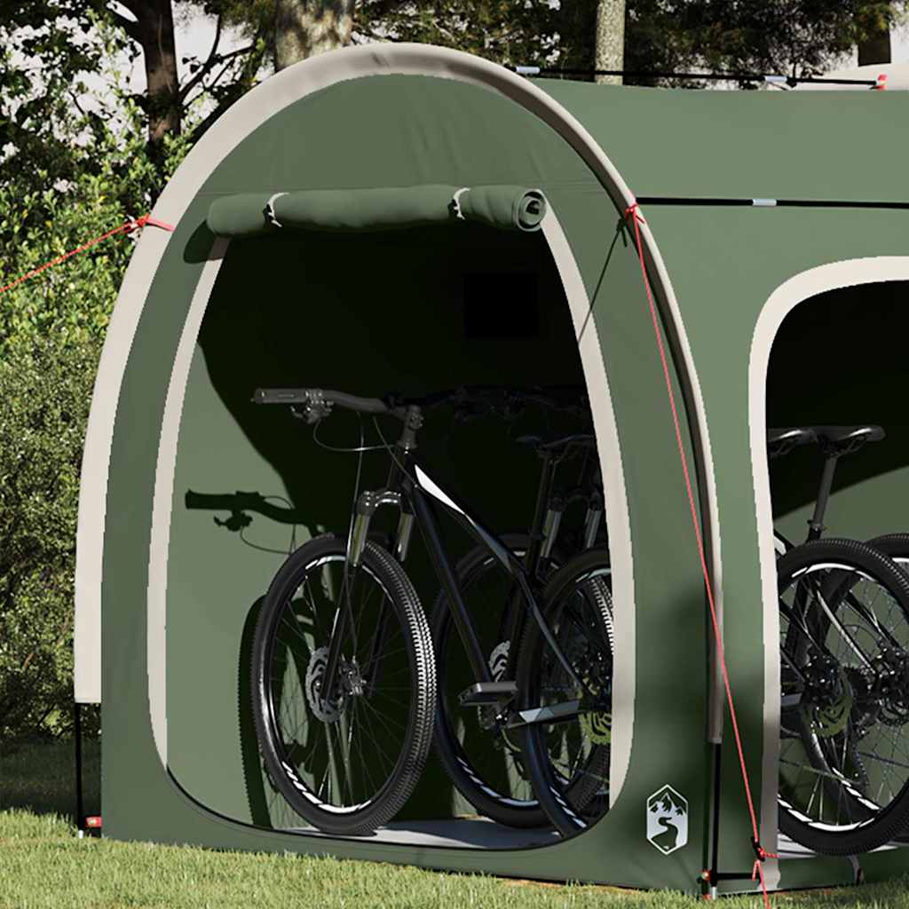 vidaXL Fahrradgarage mit Dach mit Speicher Grün 218 x 156 x 180 cm