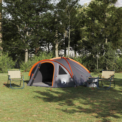 Campingzelt Grau und Orange 308 x 268 x 130 cm Polyester