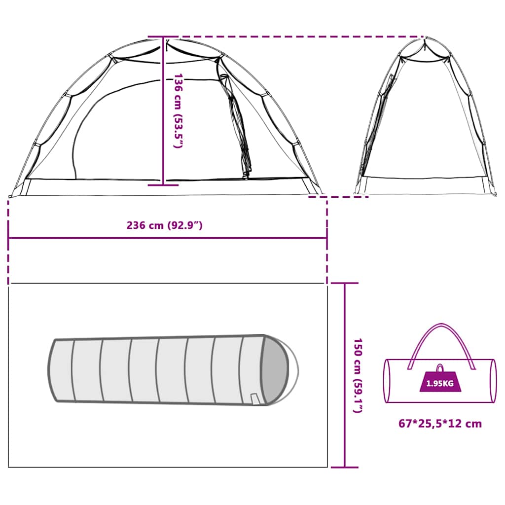 vidaXL Zelt mit Dach mit Speicher Grau und Schwarz 236 x 150 x 136 cm