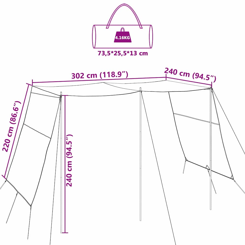 vidaXL Wasserfester Tarp mit Dach 302 x 240 x 240 cm