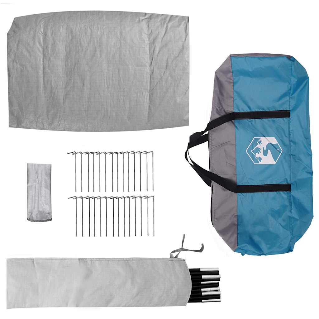 vidaXL Campingzelt mit Dach mit Speicher Blau 282 x 225 x 154 cm Taft