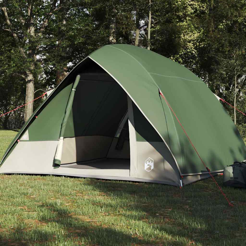 vidaXL Campingzelt mit Dach mit Speicher Grün 320 x 275 x 190 cm Taft