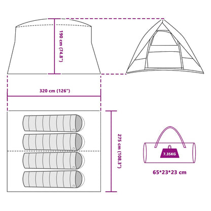 vidaXL Campingzelt mit Dach Grau und Orange 320 x 275 x 190 cm Taft