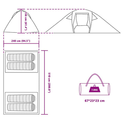 vidaXL Tunnelzelt mit Dach Grau und Orange 510 x 240 x 156 cm Taft
