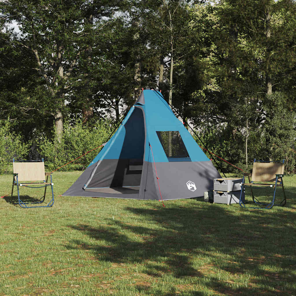 Tipi Zelt mit Dach mit Speicher Blau 383 x 338 x 217 cm Taft