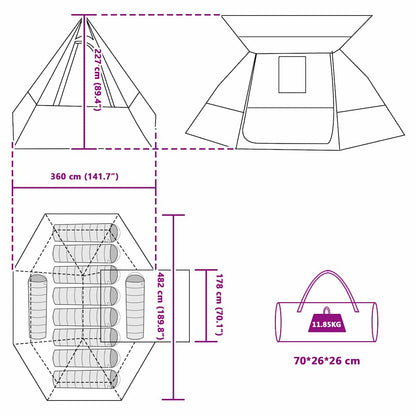 vidaXL Campingzelt mit Dach Grau und Orange 482 x 360 x 227 cm Taft