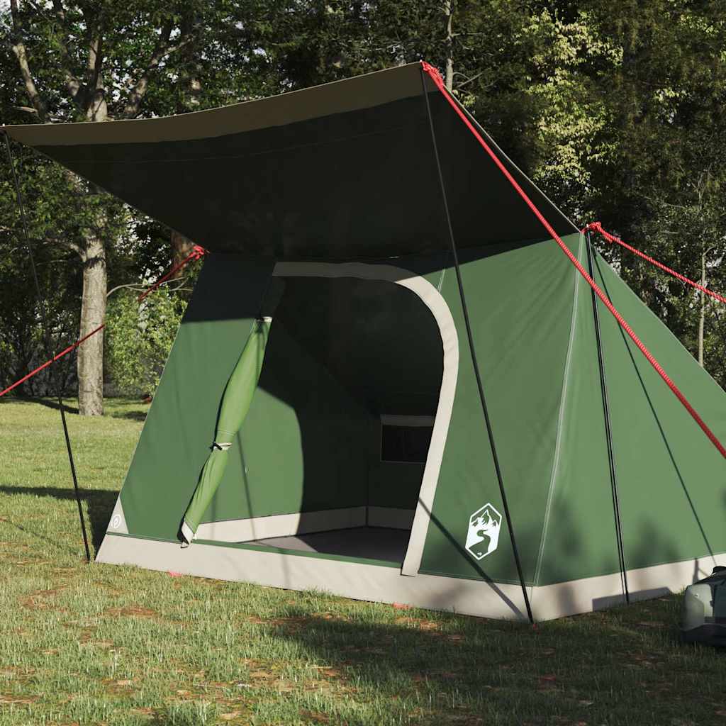 vidaXL Campingzelt mit Dach mit Speicher Grün 223 x 163 x 130 cm Taft