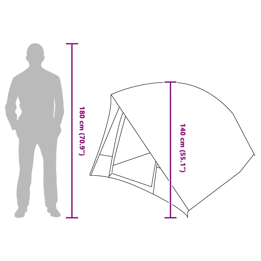 vidaXL Campingzelt mit Dach mit Speicher Grün 275 x 230 x 140 cm Taft
