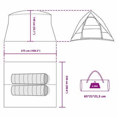 vidaXL Campingzelt mit Dach mit Speicher Blau 275 x 230 x 140 cm Taft