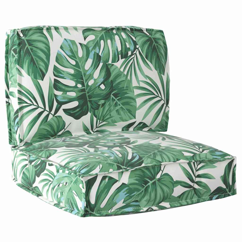 vidaXL Ensemble de coussins de palette Floral 2 pcs motif feuilles 60 x 60 x 12 cm