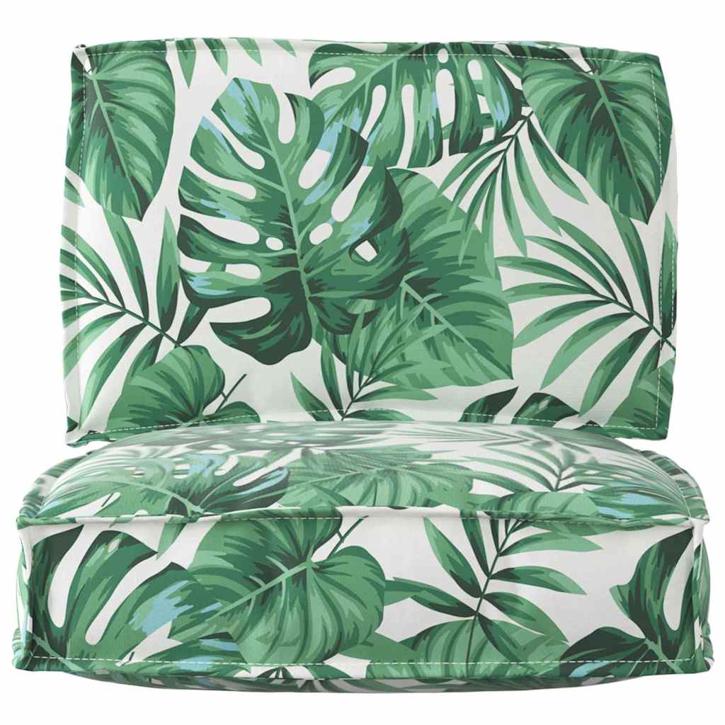 vidaXL Ensemble de coussins de palette Floral 2 pcs motif feuilles 60 x 60 x 12 cm