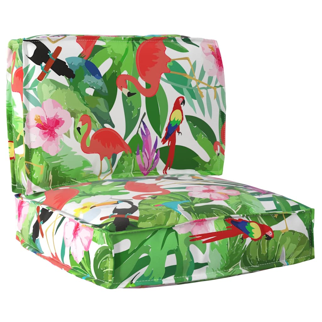 vidaXL Lot de 2 coussins pour palette Motif Jungle tropicale 60 x 60 x 12 cm