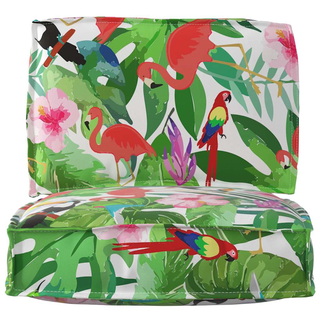 vidaXL Lot de 2 coussins pour palette Motif Jungle tropicale 60 x 60 x 12 cm