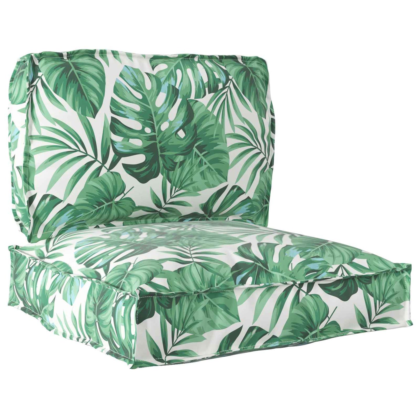 vidaXL Ensemble de coussins de palette 2 pcs Motif feuilles vertes 100 x 40 x 8 cm