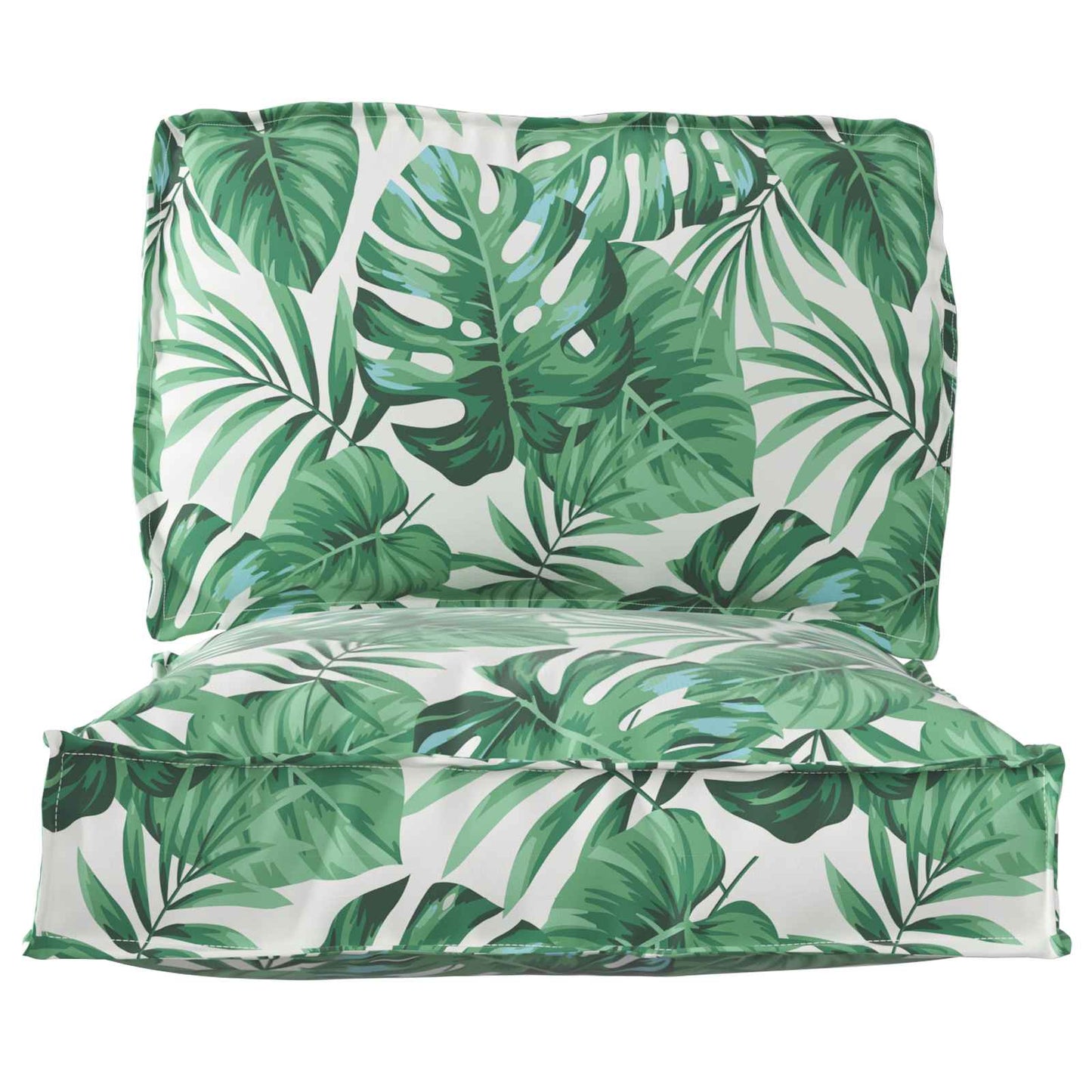 vidaXL Ensemble de coussins de palette 2 pcs Motif feuilles vertes 100 x 40 x 8 cm