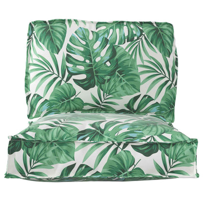 vidaXL Ensemble de coussins de palette 2 pcs Motif feuilles vertes 100 x 40 x 8 cm
