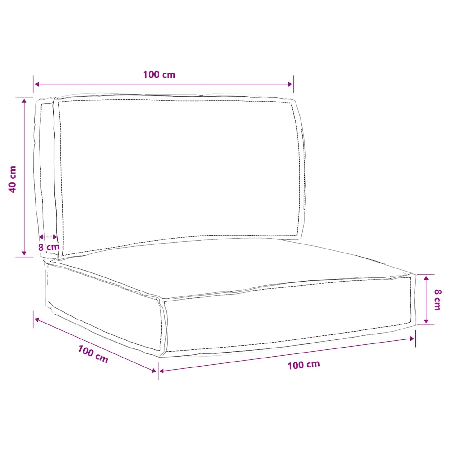 vidaXL Ensemble de coussins de palette 2 pcs Motif feuilles vertes 100 x 40 x 8 cm