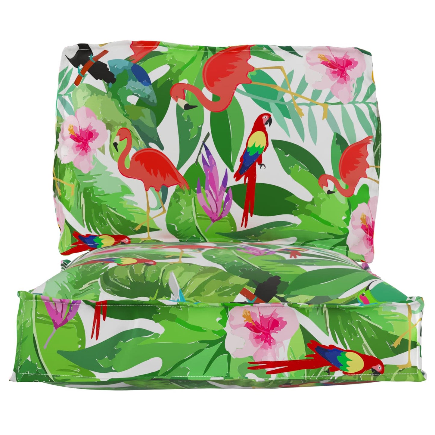vidaXL Lot de 2 coussins de palette Jungle tropicale 70 x 70 x 12 cm