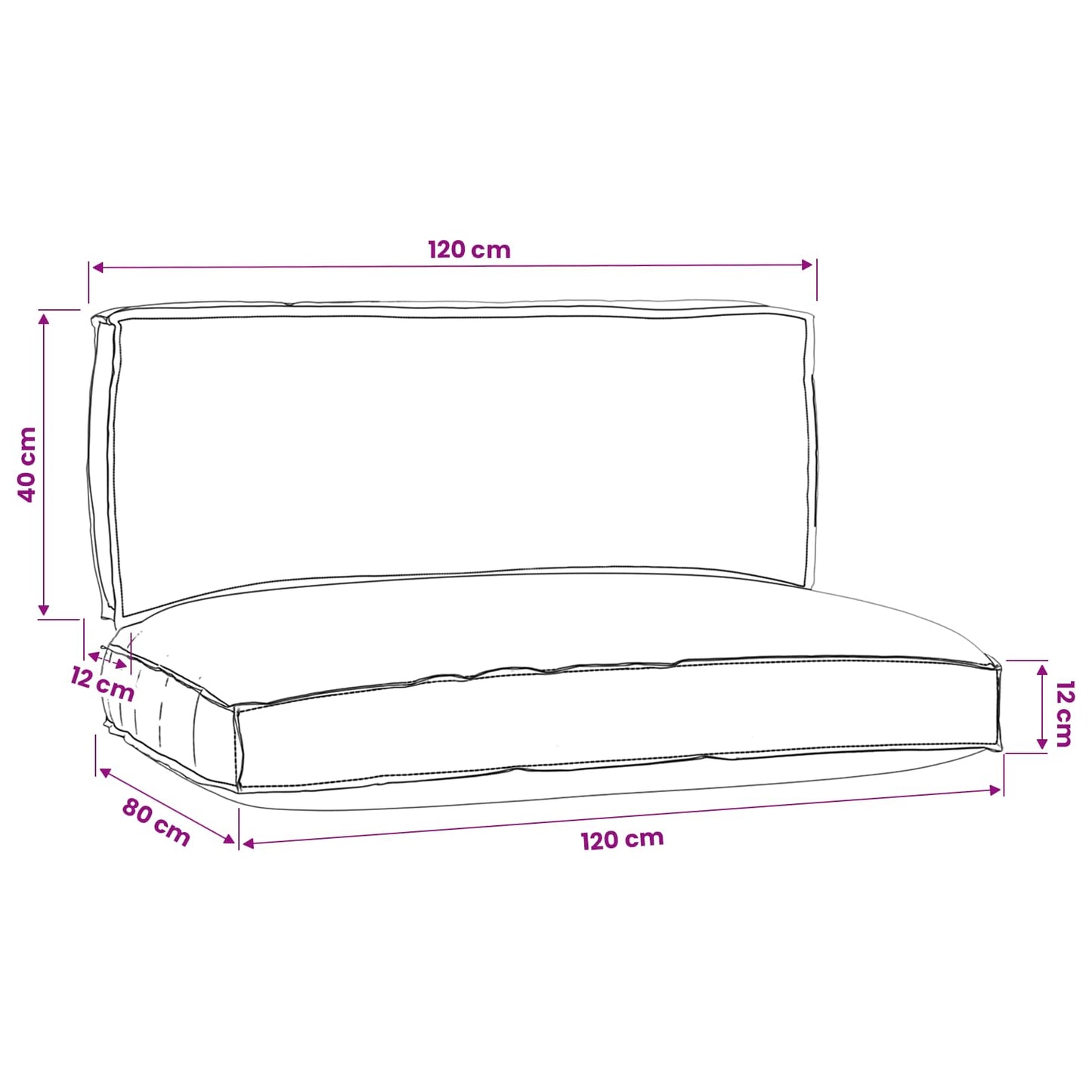 vidaXL Lot de 2 coussins pour palette Tissu Oxford anthracite