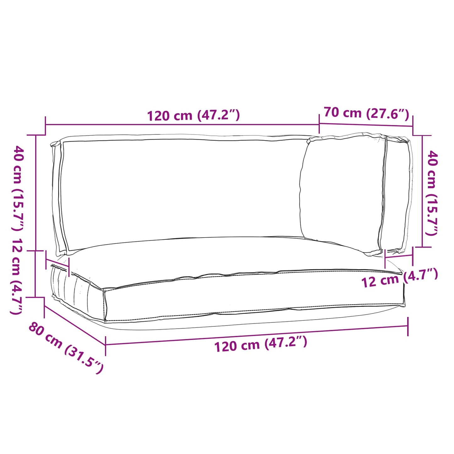 vidaXL Palettenkissenset 3 pcs Grau Oxford-Stoff