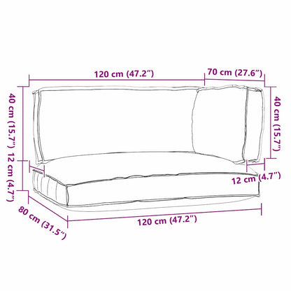 vidaXL Pallet Kissen Set 3 pcs Taupe 120 x 80 x 12 cm Oxford-Stoff