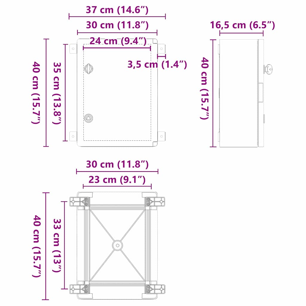 Steuerungsschrank Grau 37 x 16,5 x 40 cm ABS Kunststoff
